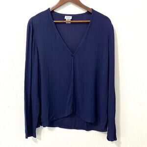 Eileen Fisher Cardigan Womens Size M Dark Blue Italian Crinkle Rayon